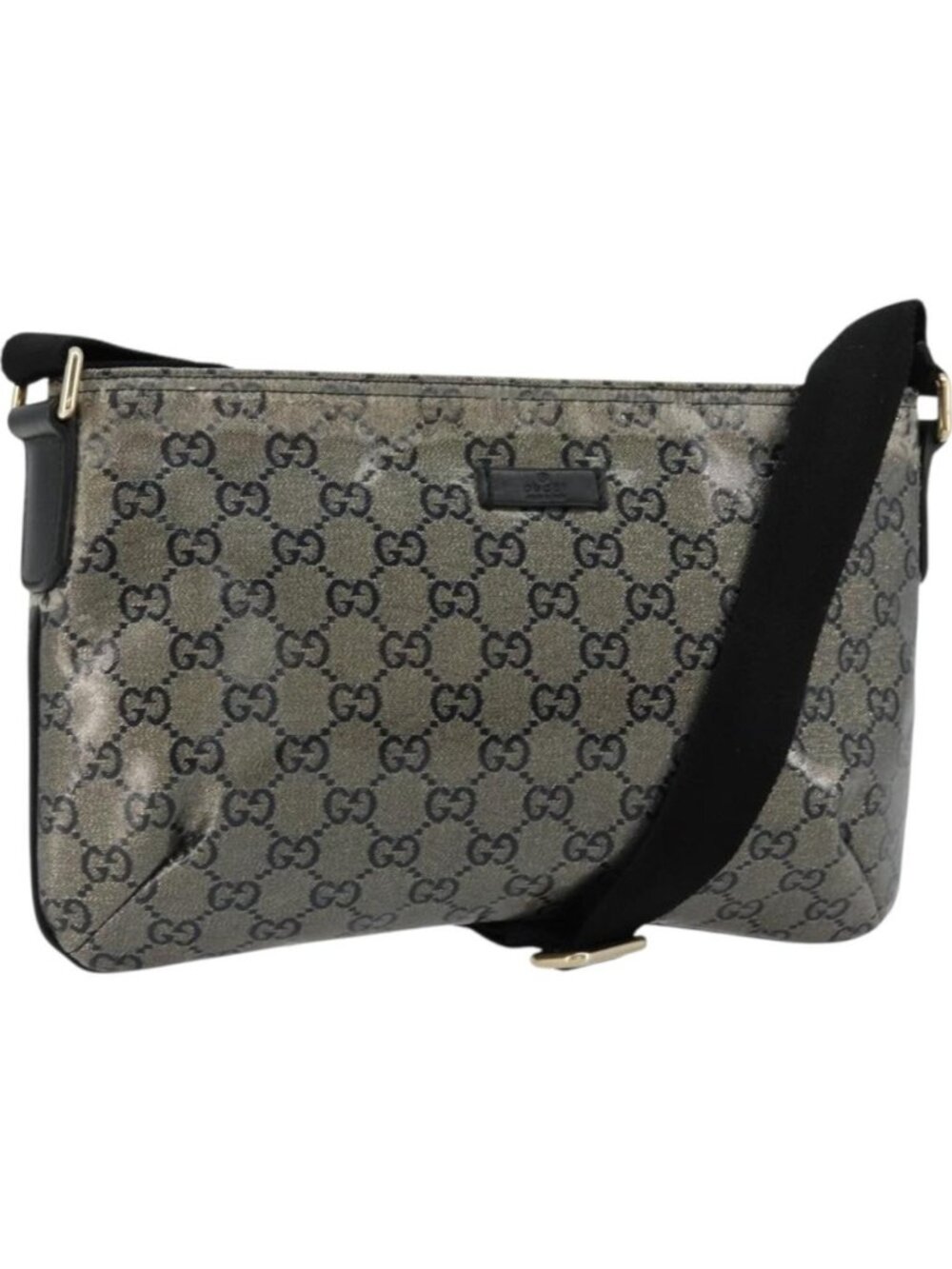 GUCCI GG Crystal Shoulder Bag Coated Canvas Navy Gold 189749